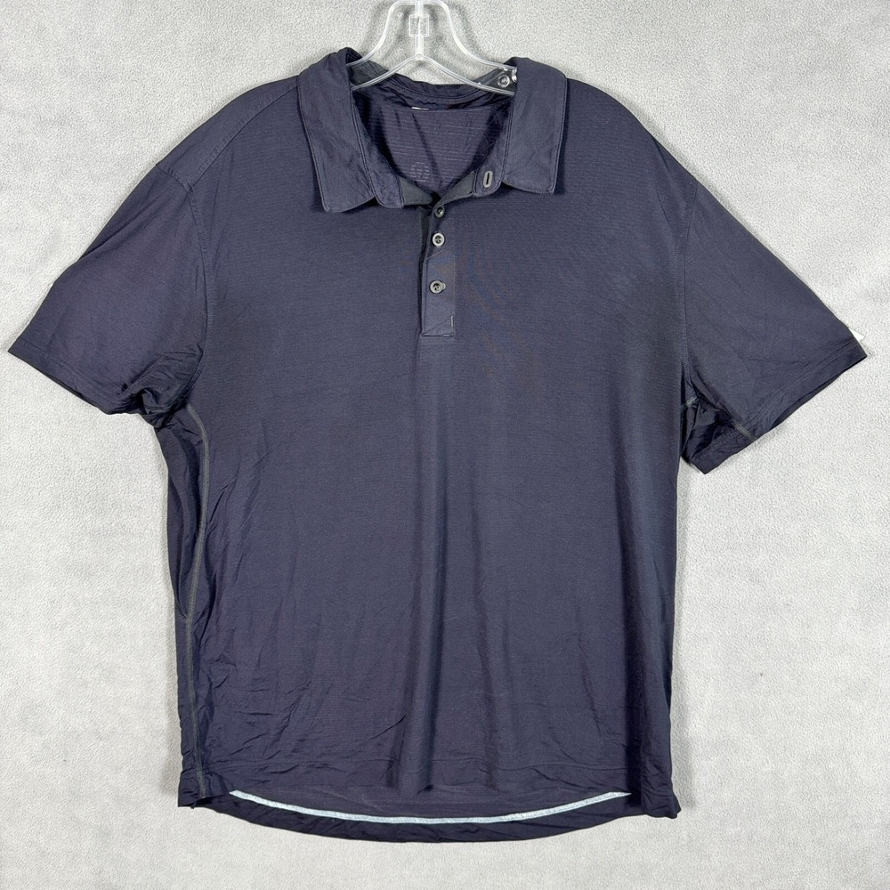 Lululemon Polo Shirt Mens XL Dark Navy Blue Outdoor Active Stretch Performance